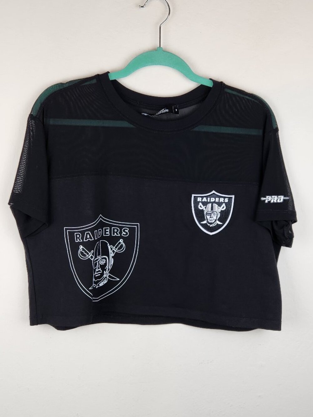 Pro Standard Raiders Boxy Cropped Jersey Shirt Mesh Panel Black sz S